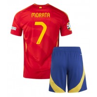 Camiseta España Alvaro Morata #7 Primera Equipación Replica Eurocopa 2024 para niños mangas cortas (+ Pantalones cortos)